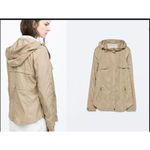 Zara Basic Kurtka Parka Hooded Jacket Tan Sm Brown Photo 1
