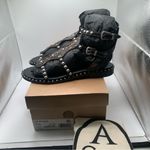 Ash NWB  Women's Plaza Leather T-Strap Sandals size 37 US 6.5 black leather Photo 1