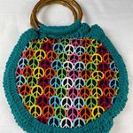 Handmade Women's Peace Reversible Knitted Green/Multi Handbag SKU3457 Photo 3