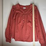 Wonderly  Polka Dot Peasant Blouse Size XL Boho Prairie Cottage Cotton Modest Photo 5