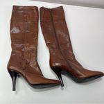 Nine West Manhunt Brown Leather Knee High Dressy Stiletto Heel Boots Women 5.5M Photo 8
