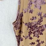GUIHUA Floral Burnout Velvet Half Zip Mock Neck Sleeveless Top Fairy Feminine Tan Size M Photo 2