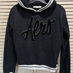Aeropostale Hoodie Sweatshirt Size XS Long Sl Crop Logo Graphic Gray/Black Photo 0