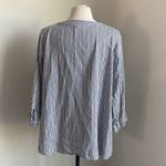 Saint Tropez West  Linen Top Womens Sz 1X Blue Striped Pullover Photo 4