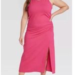 A New Day  Midi Rouched Tank Dress Pink Plus Size 2X Photo 0