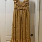 Birdy Grey  Dress Womens Medium Yellow Floral Ruffle Sleeve Midi Bridesmaid Lined Photo 1