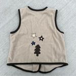 Christopher & Banks VTG  Fleece Woodland Winter Christmas Beige Vest Appliqué L Photo 1