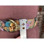 belt cloth covered floral 1980s purple green tan gold Photo 3