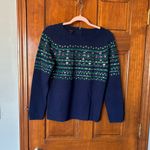 Talbots Navy and Green Patterned Sweater Size MP Photo 1