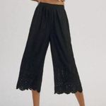 Anthropologie NEW By Wide-Leg Eyelet Crop Pants Size 4 black Photo 0