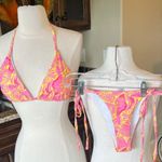 String Bikini Set Pink Yellow Tropical Size undefined Photo 0