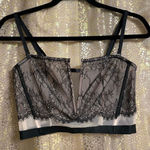 Victoria's Secret Very Sexy Black Nude Lace Plunge Longline Bra Top Large Photo 0