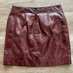 Anthropologie Maeve Faux Patent Leather Skirt Burgundy Wine US 6 Shiny Vinyl Photo 7