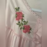 Vintage Lorraine PINK Nylon Floral Embroidered Nightgown Size Large Ice Pink GUC Photo 3
