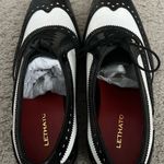 Lethato Black and White Leather Spectator Wingtip Oxford Shoes Size 9 Photo 6