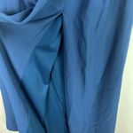 After Six NWT  Cuffed Off-the-Shoulder Pleated Faux Wrap Maxi Dress Blue Size 6 Photo 4