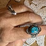 Real Turquoise Sterling Silver stamped 925 Ring Size 6.5 great gift Blue Photo 6