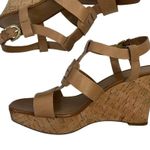 Franco Sarto Size 9 Cera Cork Wedge Sandals Beige Leather Slingback Platform Photo 1