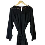 Eloquii Lace Panel Long Sleeve Blouse Womens Size 22 Black Sheer Dressy Photo 2