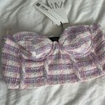ZARA pink purple sweetheart zip up cropped corset top S Photo 4