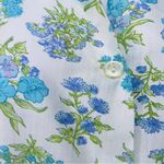 Vintage floral lace collar pajama sleepwear shirt and pants size 38 cotton 1960 Blue Size M Photo 2