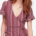 Free People Wrapped Around My Finger Top Ruffle Sleeve Burgundy V Neck Tie Boho Photo 0