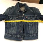 Levi's Y2K Vintage Levi’s Dark faded wash cropped denim jean jacket long sleeve-XS Grunge, goth, punk, biker Measurement in pics. Great condition Photo 4