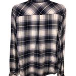 Peyton Jensen Womens Size S Shirt Brushed Flannel Long Sleeve Plaid Blue Tunic Photo 2
