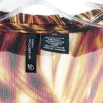 New Directions Plus Sz 2X Top Brown Black V Neck Attached Belt Blouse Ruffle 664 Photo 6