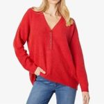 Madewell NEW Plus Asherton Waffle Henley Sweater in red, Christmas sweater, 1X Photo 1
