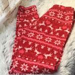 No Boundaries  Holiday Winter Snowflake Reindeer Print Fleece Leggings Photo 0
