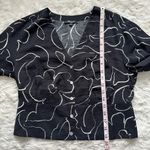 Madewell  Top Lusterweave V-Neck Button-Front Shirt Long Sleeve True Black M Photo 11