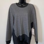 Athleta Charcoal Heather Gray Madera Sweatshirt Wool Cable Knit Sz Medium Photo 2