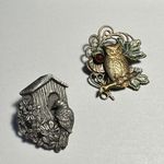 Lot of 2 Bird House And An Owl Brooch Pins 1 By Birds & Blooms 1997 Photo 0