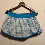 Lululemon Blue and White Striped Athletic Skort Size 10 Built-In Shorts Grip Hem Photo 0