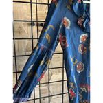 Madewell  x Warm Womens Top XS Blue Floral Ruffle V Neck Long Sleeve boho Photo 2