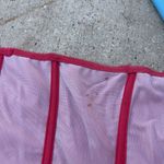 Vintage 90s Empire Intimates Red Lace Up Satin Corset w/ Boning Size 42 USA Made Photo 3