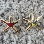 Gold Tone Star Fish Shape Pierced Post Metal Earrings Photo 8