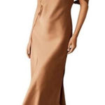 Fame and Partners Frame and Partners Francois Bronze Satin Draped Maxi Dress Size 12 NWT Photo 0