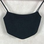ZARA Rib Knit Spaghetti Strap Crop Top Black Size Medium Photo 3