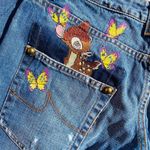 Disney Vintage 90s y2k Iceberg embroidered Bambi cartoon bootcut denim jeans Photo 2