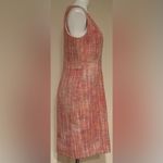 Talbots  Pink Orange White Multi-Color Tweed V Neck Fully Lined Midi Dress Sz 8 Photo 5