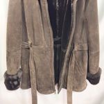 wilson's leather Wilsons XL Leather Coat Shearling Faux‎ Fur Belted Full Zip VTG Jacket Brown F Photo 7