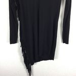 ZARA  Black Long Sleeve Fringe Bodycon Mini Dress Size Small Boho Western Photo 7