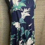 Amazon Womens Navy Blue Tropical Halter‎ Neck Flare Mini Dress Size XL Photo 0