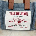 True Religion Denim Mini Tote Crossbody Bag Women's Blue Logo White Purse Photo 2