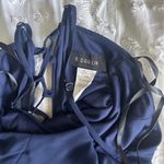 B Darlin Size 3/4 Navy Blue Flowy Halter Dress With Laced Corset in Back Photo 3