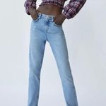 ZARA Plaid Check Balloon Sleeve Smocked V-Neck Cropped Blouse Top Photo 0