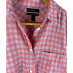 J.Crew Crinkle Gingham Pink Purple Button Up Boy Cut Shirt Size 2 Photo 4