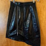 By Egreis Faux Vinyl Faux Leather Black Skirt Goth Zipper Front Slit Medium NWT Photo 4
